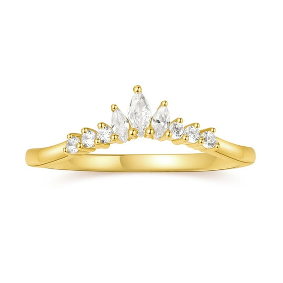 18K Yellow Gold 0.21CT Moissanite Simple Crown Wedding Ring