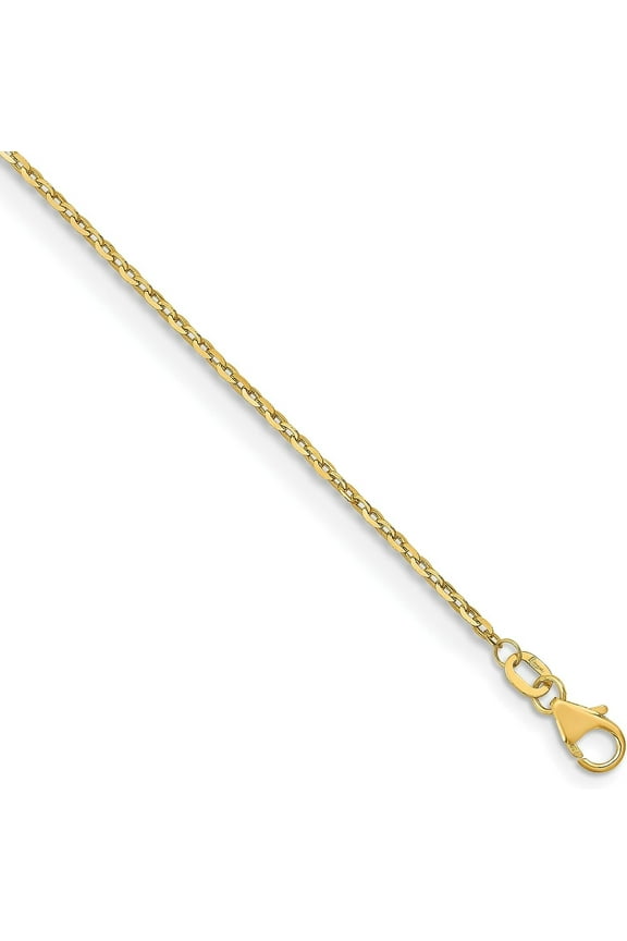 18K Yellow Gold 1.7mm Diamond Cut Cable Chain - 18"- Made In Italy