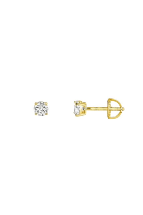 18K Yellow Gold 1 Carat 3mm Round Moissanite Screw Back Stud Earrings Women Plated by Paris Jewelry