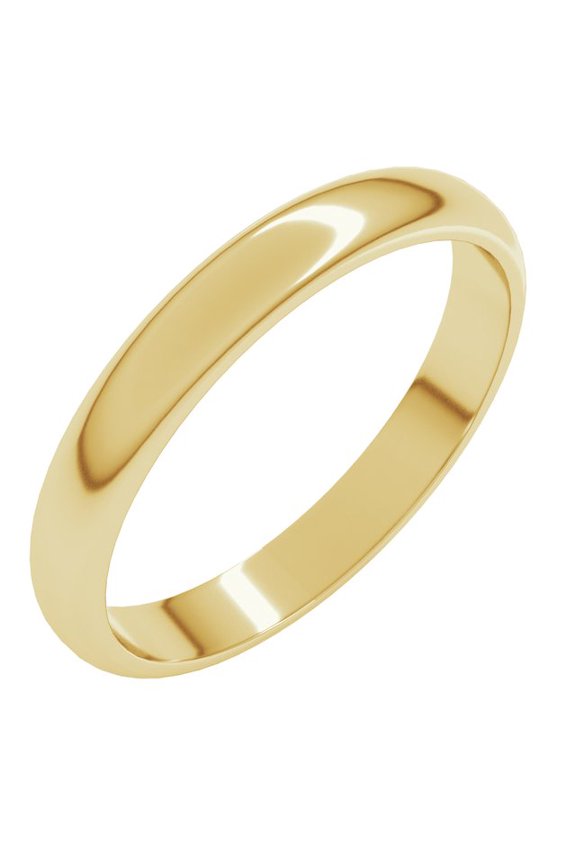 18K Yellow Gold 3 Mm Standard Half Round Band, Size 8.5