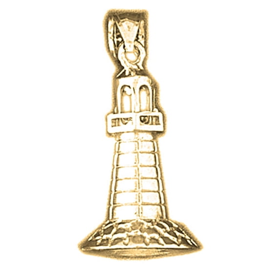 18K Yellow Gold 3D Light Tower Pendant - 29 mm