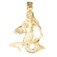 thumbnail image 1 of 18K Yellow Gold 3D Mermaid With Shark Pendant - 42 mm, 1 of 3