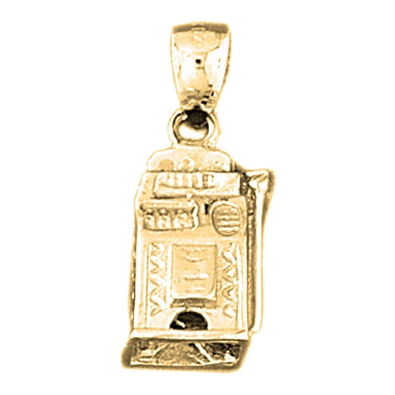 18K Yellow Gold 3D Slot Machine Pendant - 26 mm