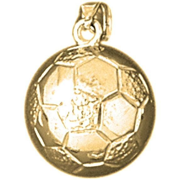 18K Yellow Gold 3D Soccer Ball Pendant - 19 mm