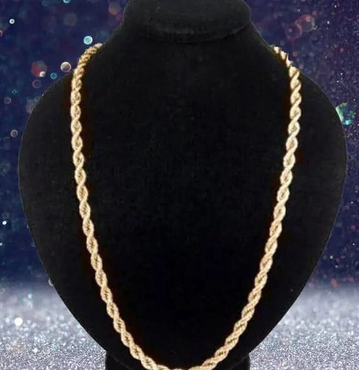 18K Yellow Gold 5mm Necklace Gold Rope Chain(20in)