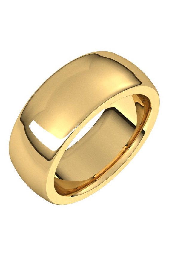 18K Yellow Gold 8 Mm Heavyweight Comfort Fit Half Round Heavy Band, Size 12
