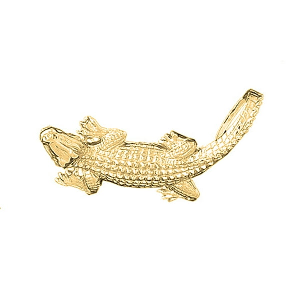 18K Yellow Gold Alligator Pendant - 25 mm