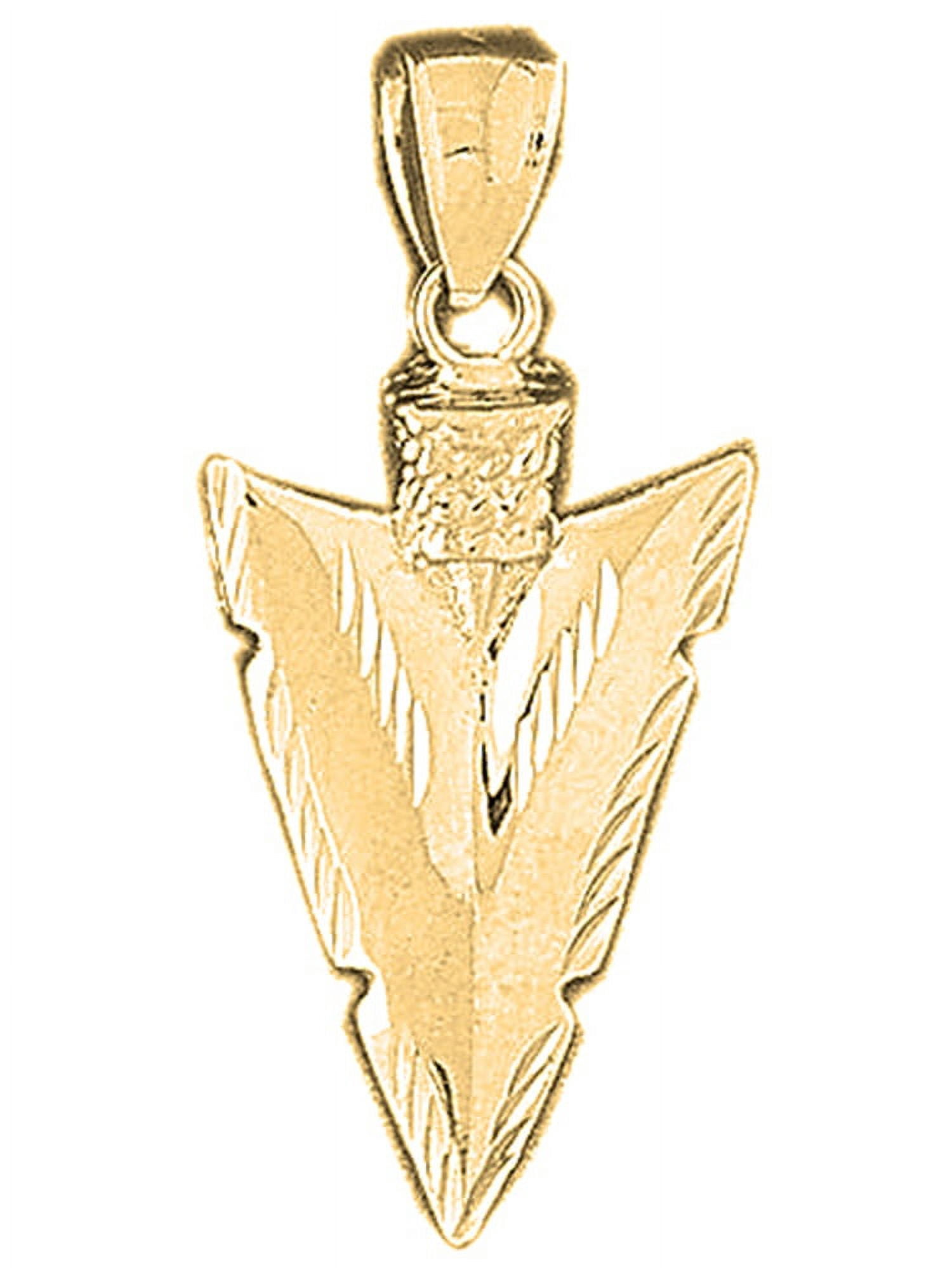 18K Yellow Gold Arrowhead Pendant 38 mm