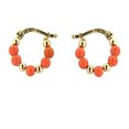thumbnail image 1 of 18K Yellow Gold Bead Hoop with Coral paste beads (11mm), 1 of 3