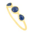 thumbnail image 1 of 18K Yellow Gold Blue Sapphire Precious Stone Three Stone Band Ring Jewelry, 1 of 3