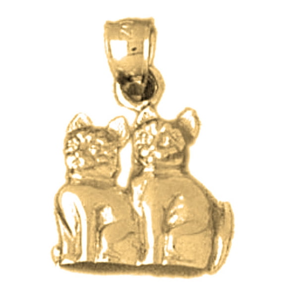18K Yellow Gold Cat Pendant - 20 mm