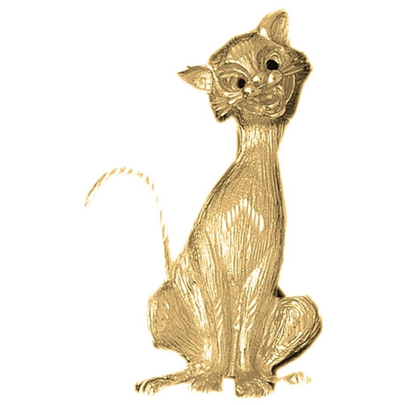 18K Yellow Gold Cat Pendant - 51 mm
