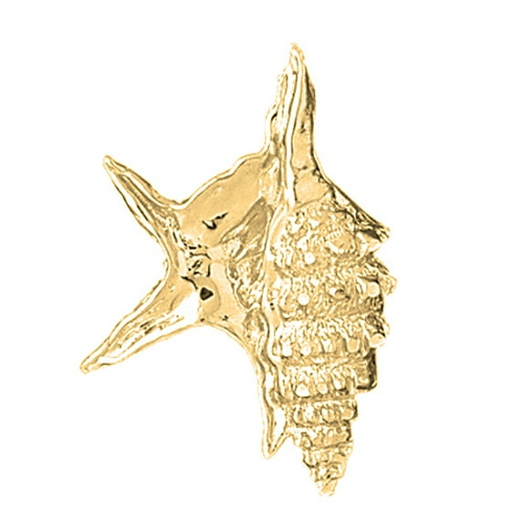 18K Yellow Gold Conch Shell Pendant - 33 mm