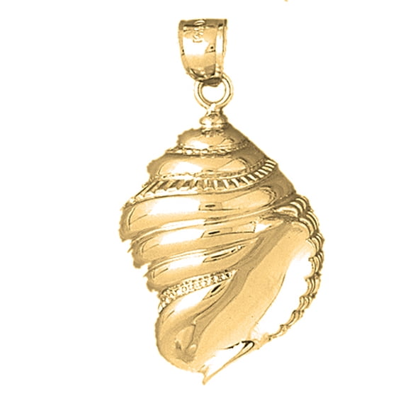 18K Yellow Gold Conch Shell Pendant - 40 mm