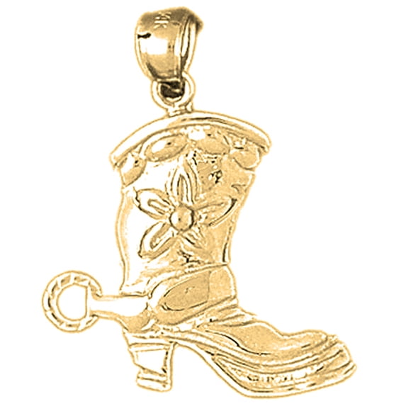 18K Yellow Gold Cowboy Boots Pendant - 28 mm