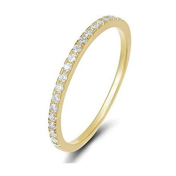 18K Yellow Gold Created White Sapphire Thin Eternity Band Plated Size 8