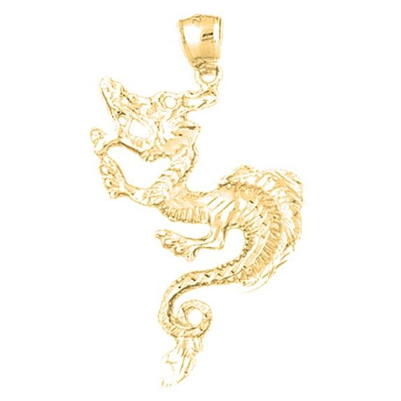 18K Yellow Gold Dragon Pendant - 45 mm