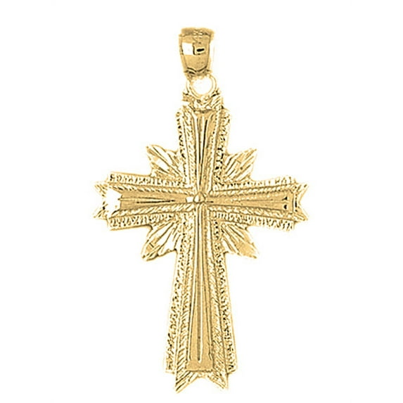 18K Yellow Gold Glory Cross Pendant - 42 mm