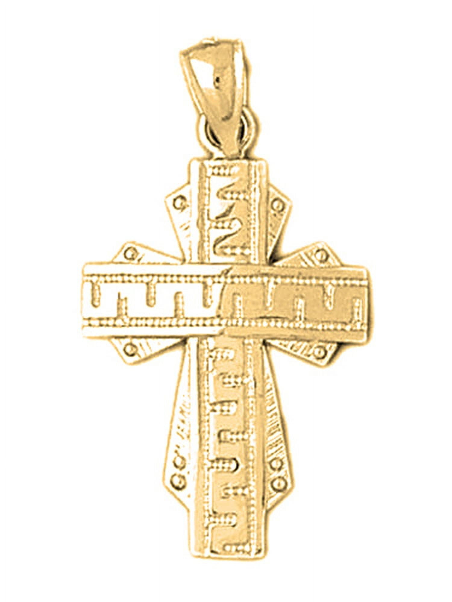 18K Yellow Gold Greek Cross Pendant 35 mm