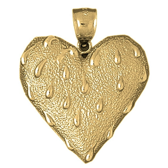 18K Yellow Gold Heart Pendant - 44 mm