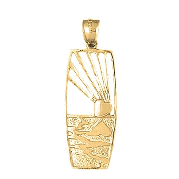 18K Yellow Gold Heart Sun Pendant - 39 mm