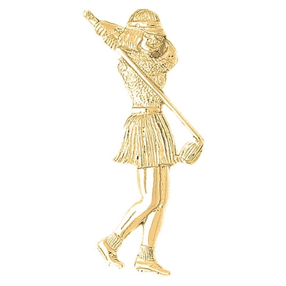 18K Yellow Gold Lady Golfer Pendant - 57 mm
