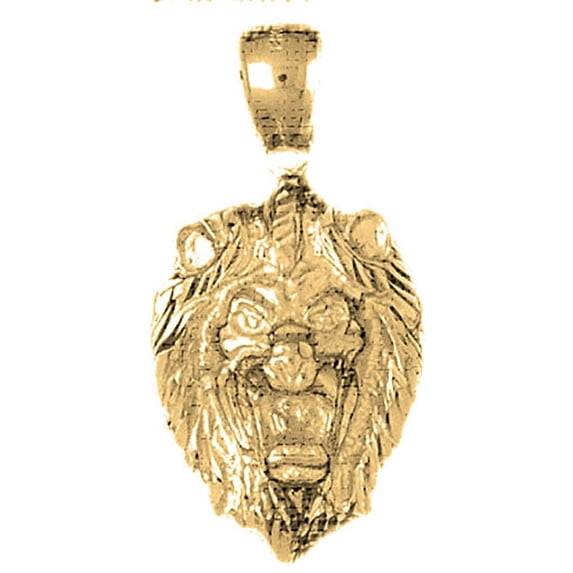 18K Yellow Gold Lion Head Pendant - 33 mm