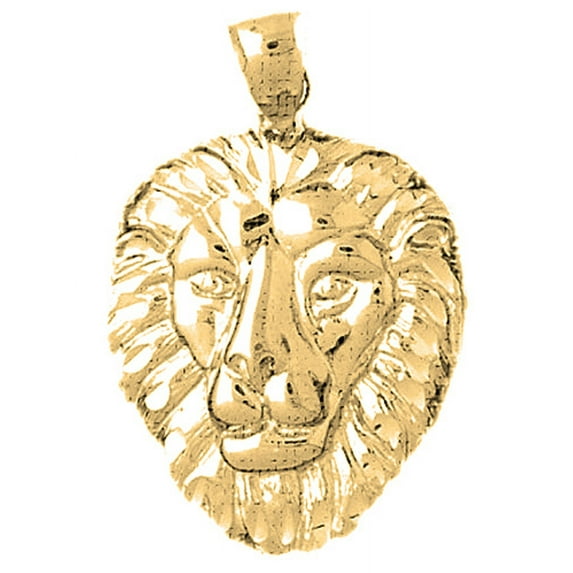 18K Yellow Gold Lion Head Pendant - 35 mm