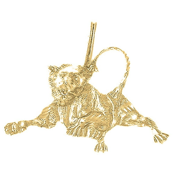18K Yellow Gold Lion Pendant - 33 mm