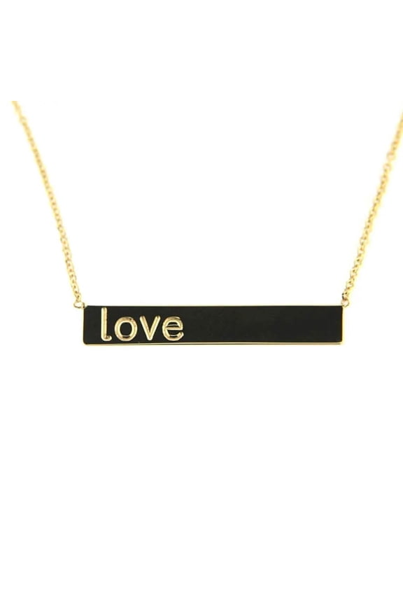 18K Yellow Gold Love ID Bar Necklace 16 inches with extra rings starting at 15 inches
