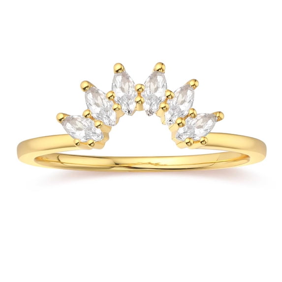 18K Yellow Gold Marquise Oval Shape Moissanite Crown Engagement Ring for Women