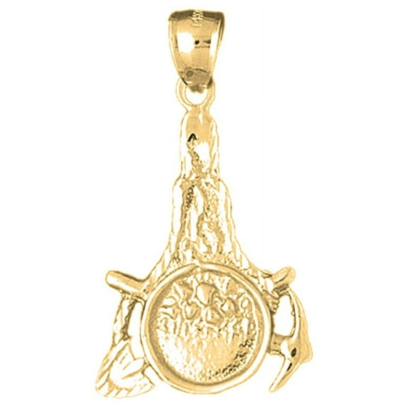 18K Yellow Gold Miners Tools Pendant - 37 mm
