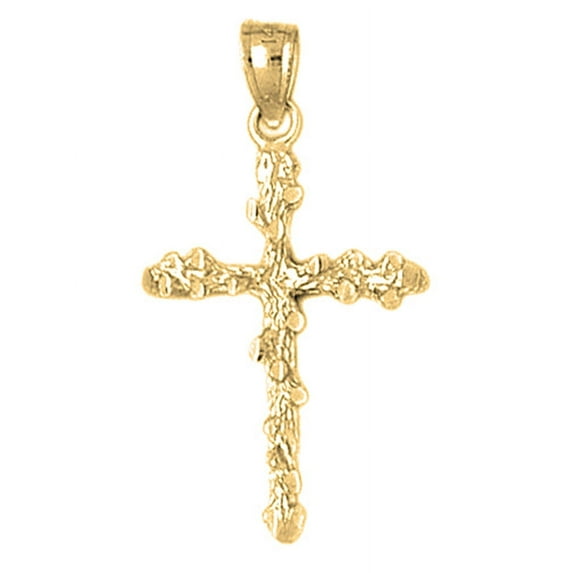 18K Yellow Gold Nugget Cross Pendant - 29 mm