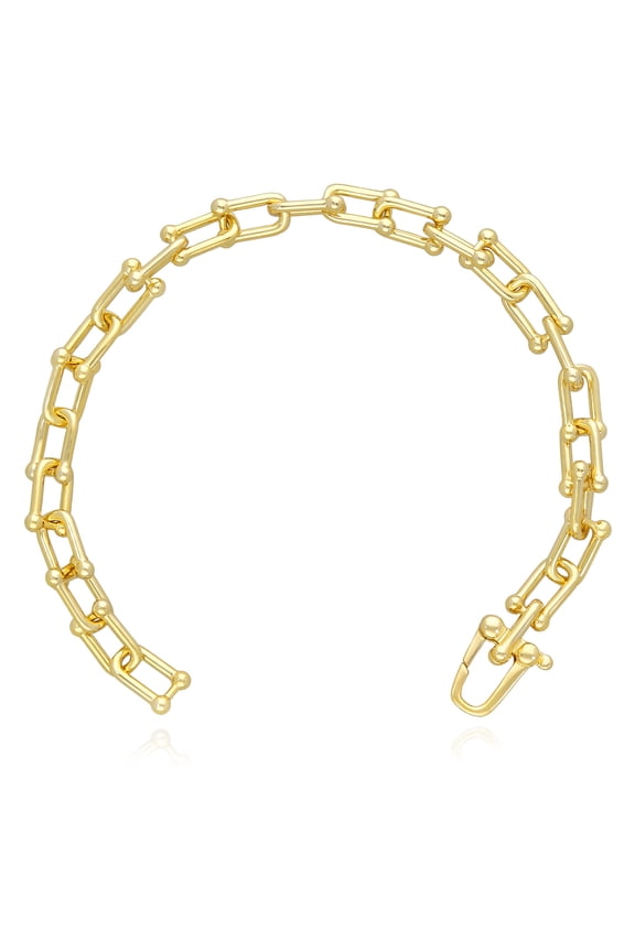 18K Yellow Gold Over 925 Silver U-Link HardWear Bracelet 7"-8"