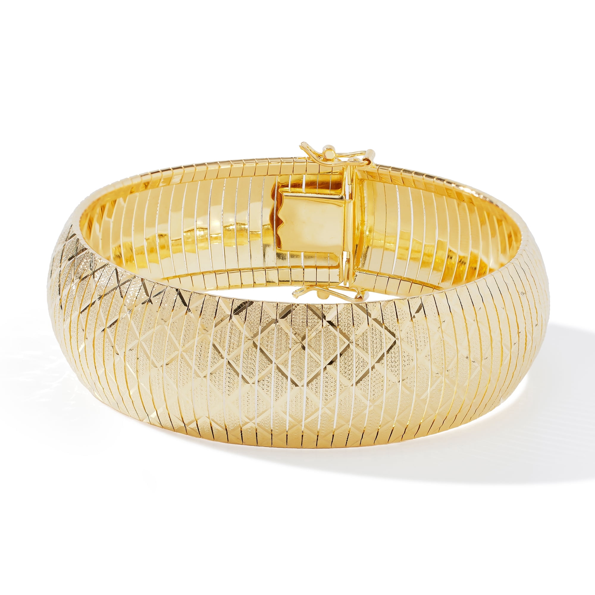 JTV 18K Yellow Gold Over Bronze Diamond-Cut Flex Bangle Bracelet