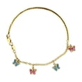 thumbnail image 1 of 18K Yellow Gold Pink and Blue Enamel Butterfly Half Bangle, 1 of 3