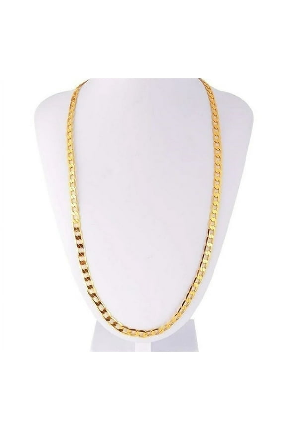 18K Yellow Gold-Plated 18-Inches Cuban Curb 6mm Wide Heavy Solid Unisex Chain Link Necklace Gift