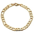 thumbnail image 1 of 18K Yellow Gold-Plated 8-Inches Figaro Link Italian Design 8mm Wide Solid Link Unisex Bracelet Gift, 1 of 7