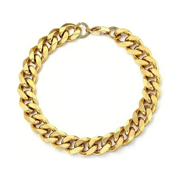 18K Yellow Gold-Plated  8-Inches Miami Cuban Curb 8mm Wide Heavy Solid Unisex Link Bracelet Gift