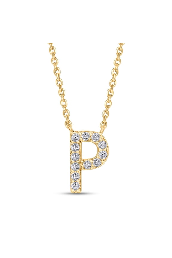 18K Yellow Gold Plated Initial Necklace | Moissanite Diamond Alphabet Necklace | Dainty Necklaces for Her | Letter "P" Pendant Necklace |18" + 2" Adjustable Chain