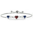 thumbnail image 1 of 18K Yellow Gold Plated Red Garnet Blue Created Sapphire and White Moissanite Tennis Bracelet for Women | 2.00 Cttw | January Birthstone | Heart Shape 6MM and 5MM | Fully Adjustable up to 9 inch, 1 of 3