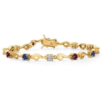 18K Yellow Gold Plated Silver Blue Created Sapphire and Red Rhodolite Garnet and White Lab Grown Diamond Bracelet for Women (2.75 Cttw, Gemstone September Birthstone, Round 4MM, 7.5 inch)