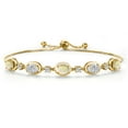 thumbnail image 1 of 18K Yellow Gold Plated Silver Ethiopian Opal and White Lab Grown Diamond and Moissanite Tennis Bracelet for Women | 2.93 Cttw | October Birthstone | Oval Cabochon 7X5MM | Fully Adjustable 10 inch, 1 of 6