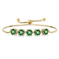 thumbnail image 1 of 18K Yellow Gold Plated Silver Rainforest Topaz and White Lab Grown Diamond Tennis Bracelet for Women (5.06 Cttw, Cushion Checkerboard 6MM, Gemstone Birthstone, Fully Adjustable up to 9 inch), 1 of 4