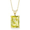 thumbnail image 1 of 18K Yellow Gold Plated Silver Yellow Lemon Quartz and White Moissanite Pendant Necklace for Women (6.87 Cttw, Gemstone Birthstone, Emerald Cut Checkerboard 14X10MM, with 18 inch Silver Chain), 1 of 4