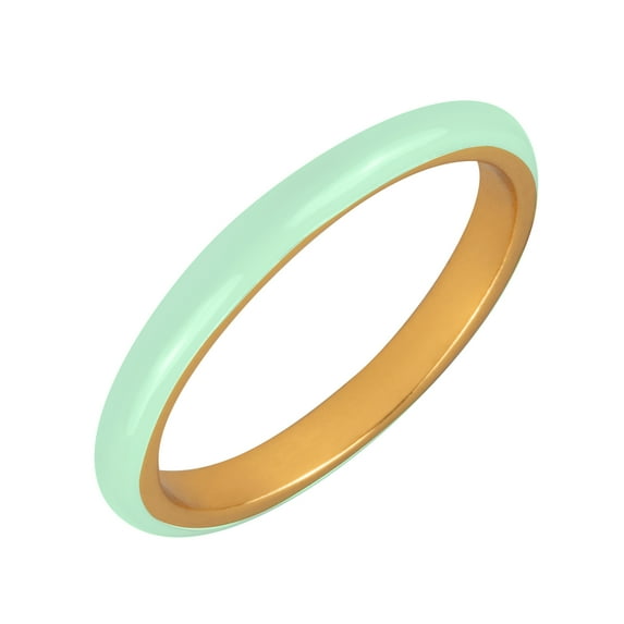 18K Yellow Gold Plated Sterling Silver Mint Green Enamel Stack Ring