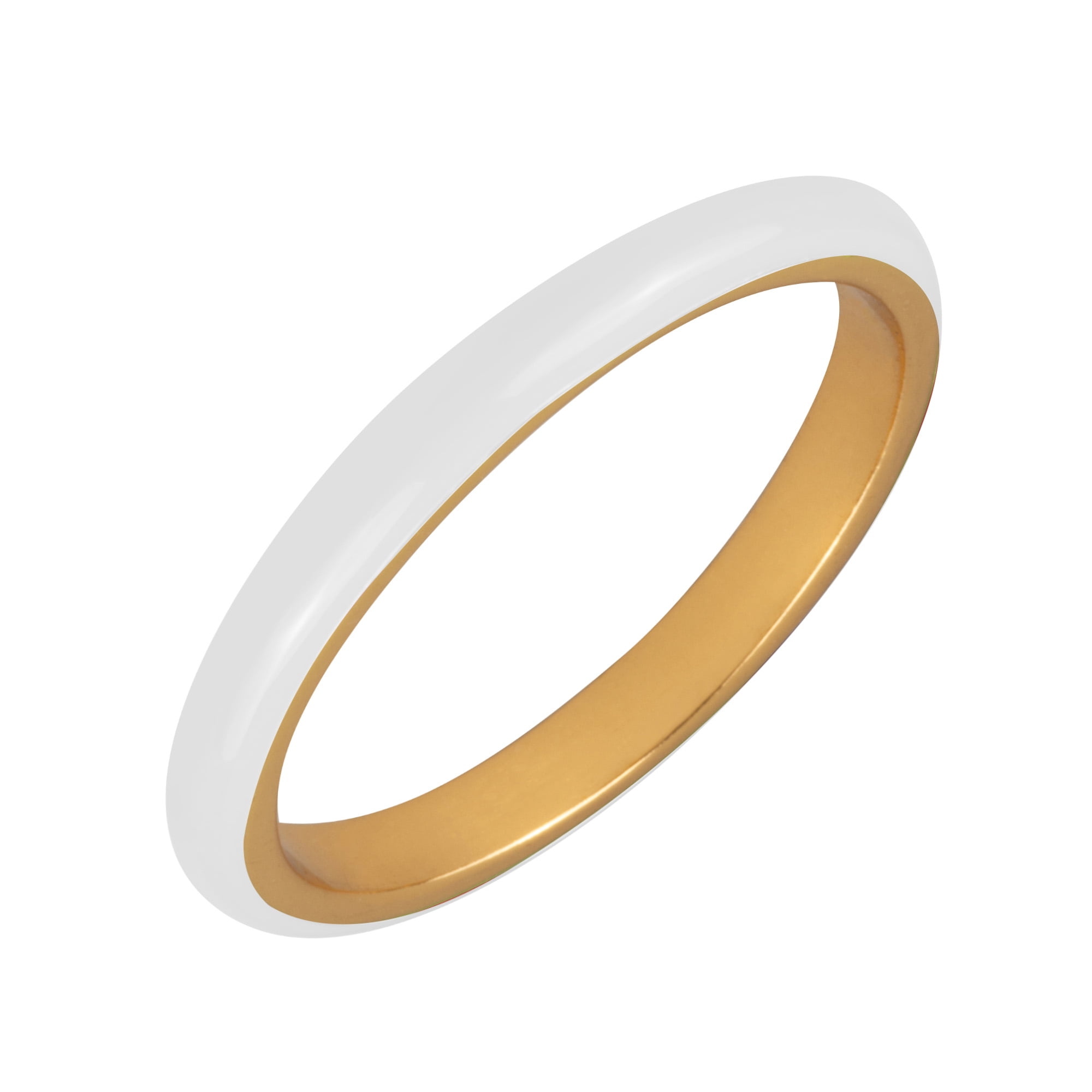 18K Yellow Gold Plated Sterling Silver White Enamel Stack Ring ...