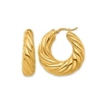 thumbnail image 1 of Gem & Harmony 18K Yellow Gold Polished Puffed Twisted Hoop Earrings for Women, 1 of 4