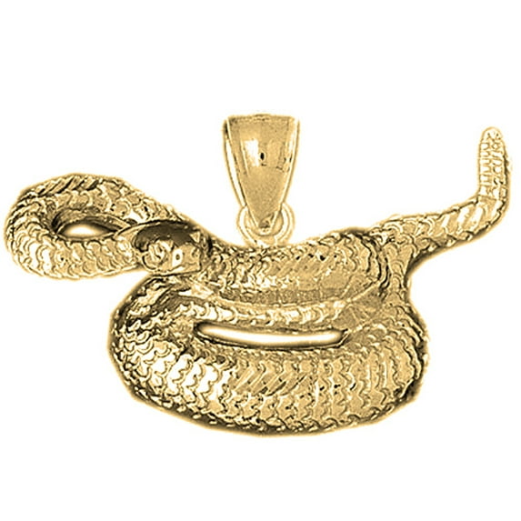 18K Yellow Gold Rattle Snake Pendant - 22 mm