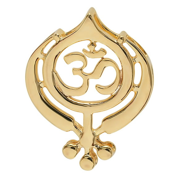 18K Yellow Gold Religious OM Pendant ( 14.9 mm Width x 18.5 mm Length )